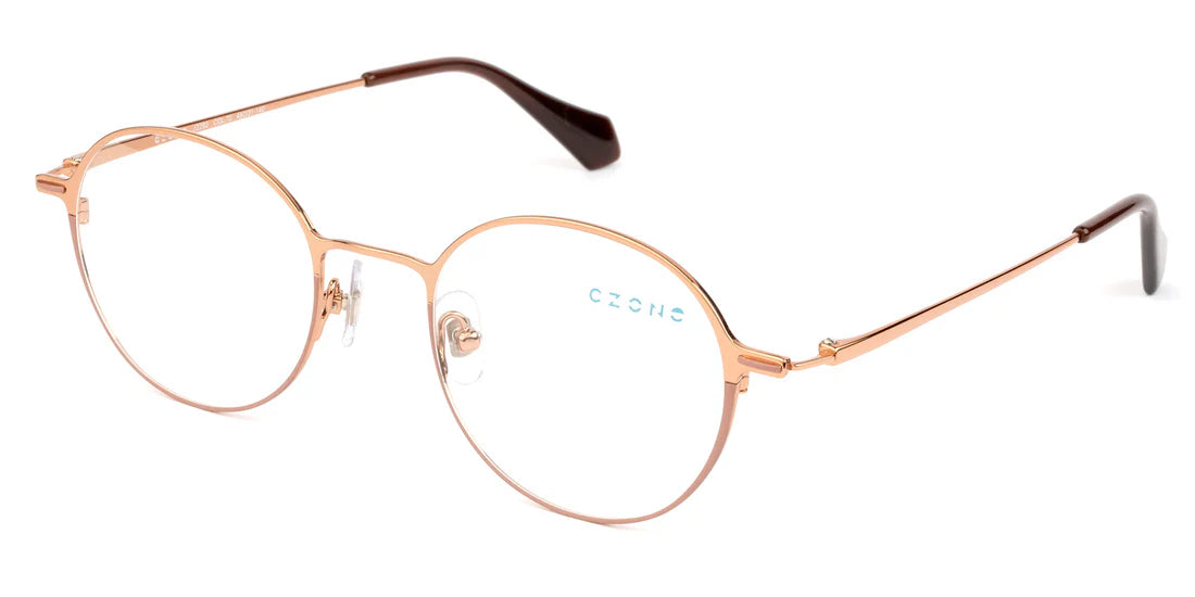 Beige Full Rim Round Eyeglasses J2292