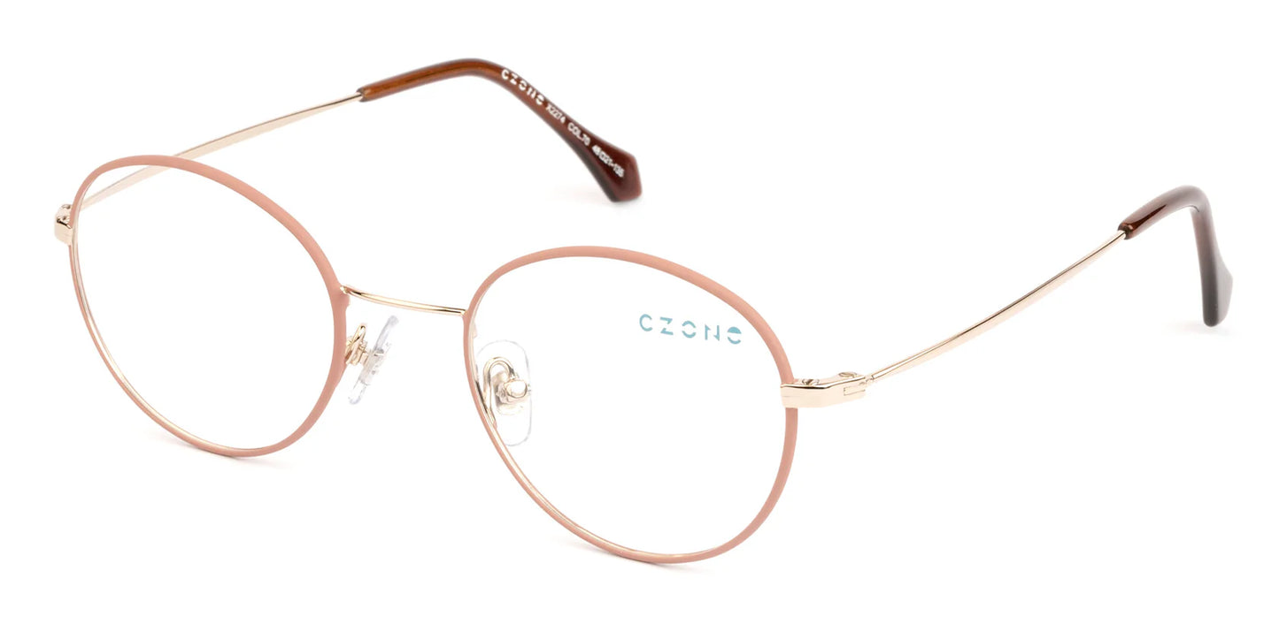 Beige Full Rim Round Eyeglasses X2274