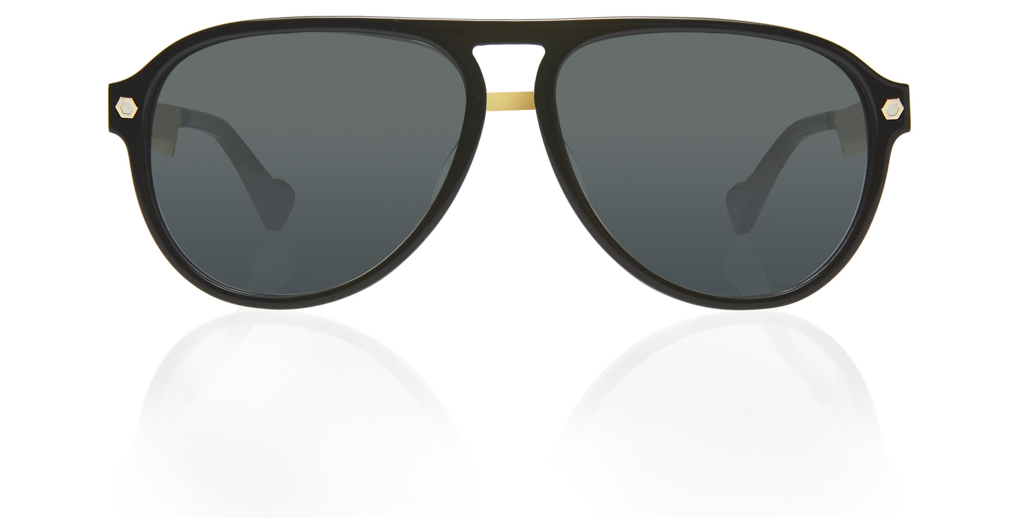 Black Full Rim Oval Sunglasses Wes C1 KRS011