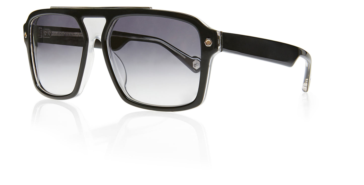 Black Full Rim Rectangle Sunglasses Phoenix C1 KRS009