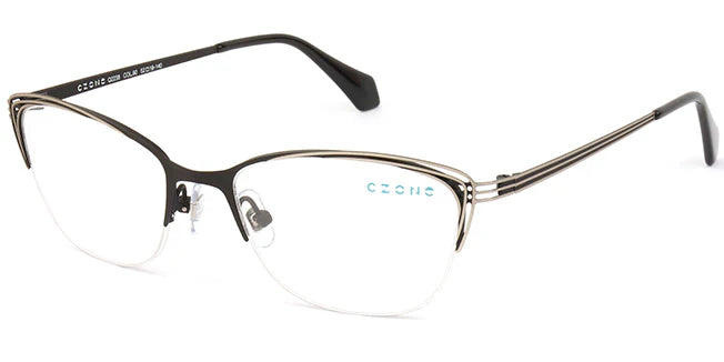 Black Semi-Rimless Cat Eye Eyeglasses Q2238