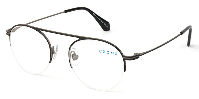 Black Semi-Rimless Round Eyeglasses U1203