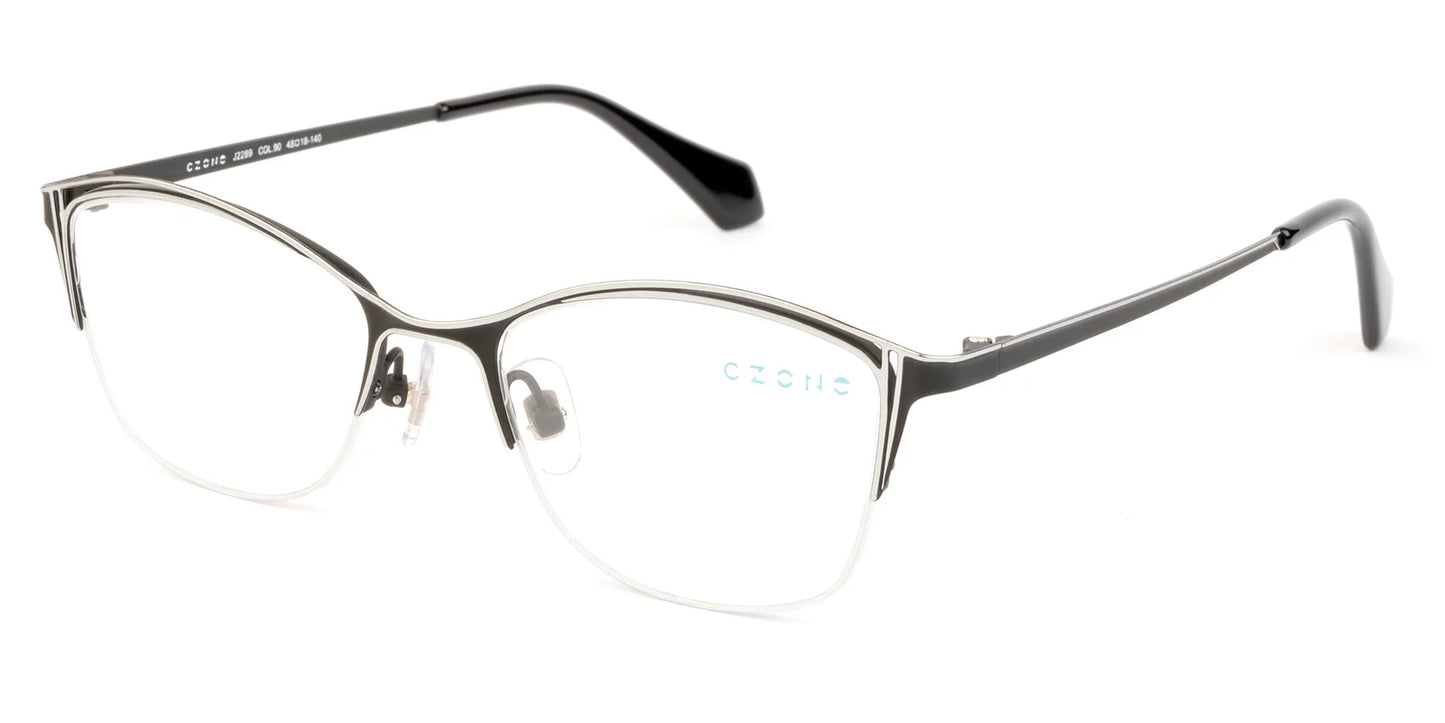 Black Semi-Rimless Square Eyeglasses J2289