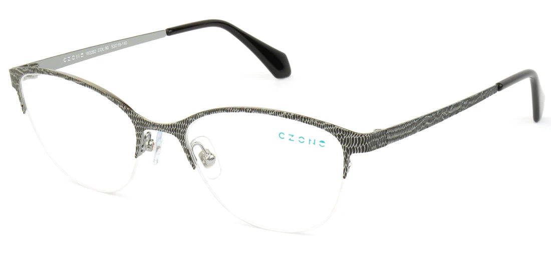 Black Semi Rimless Modified Oval Eyeglasses W2262