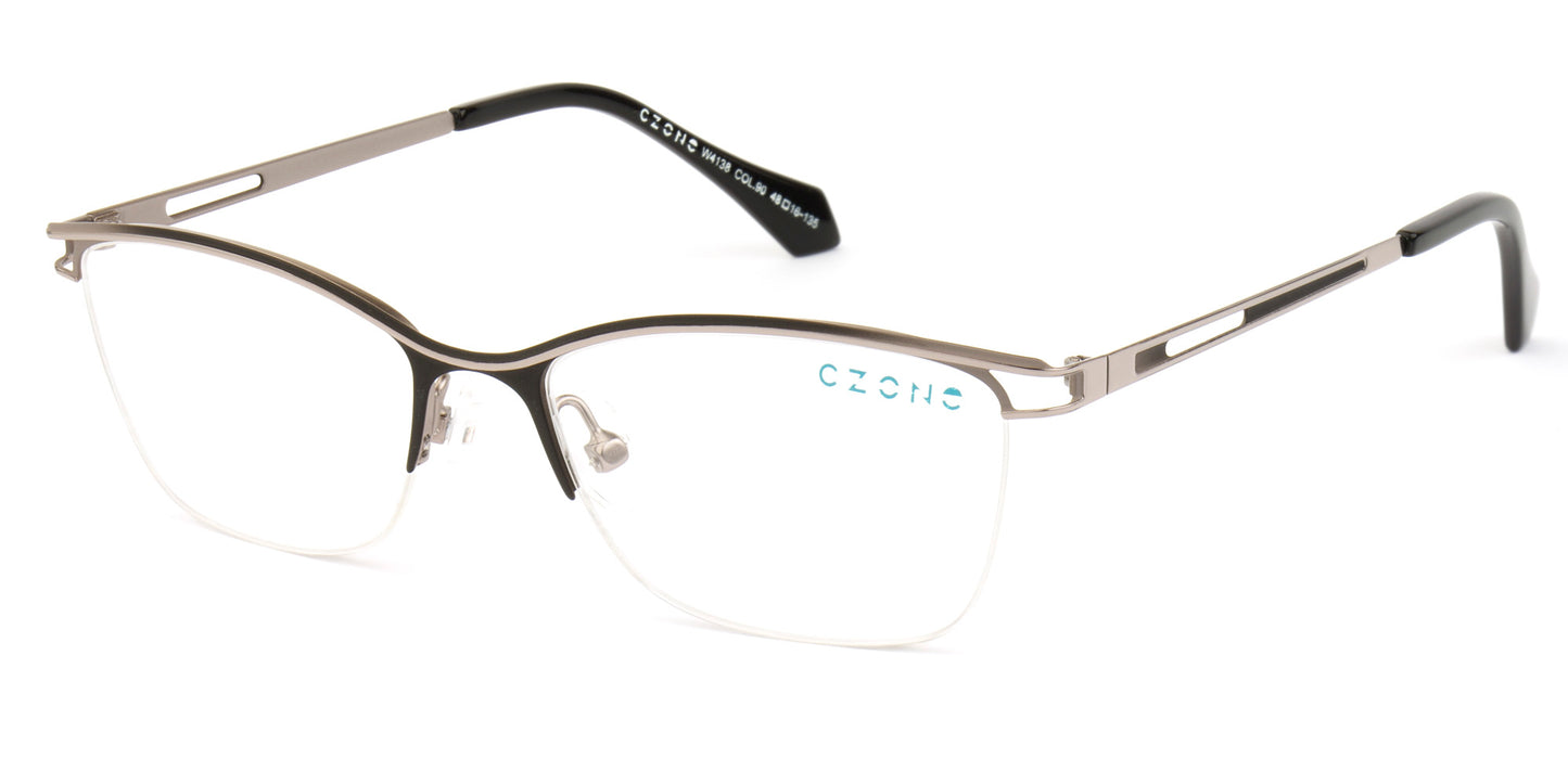 C-Zone Semi Rimless Rectangle W4138 Eyeglasses