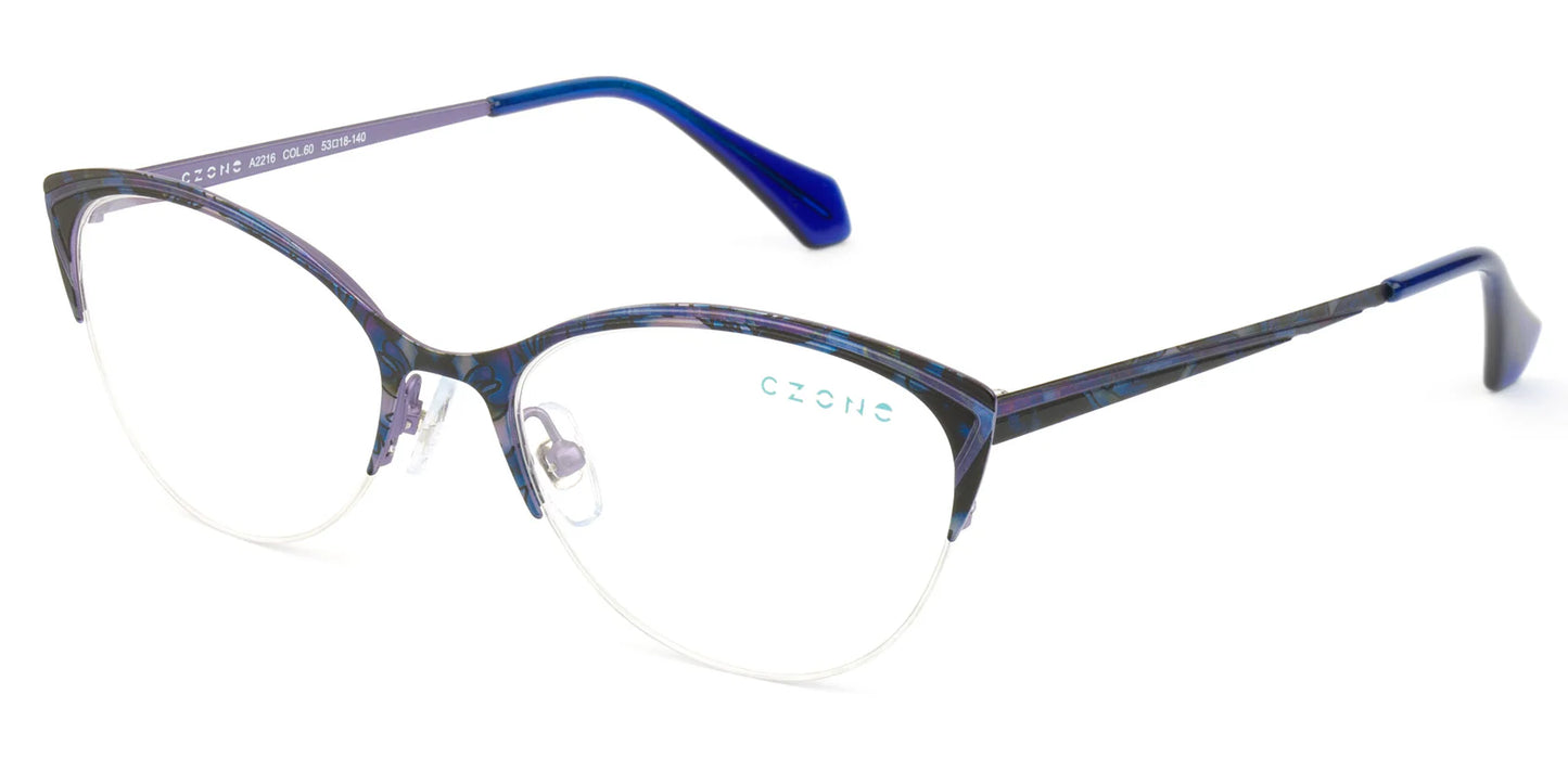 Blue Semi Rim Cat Eye Eyeglasses A2216