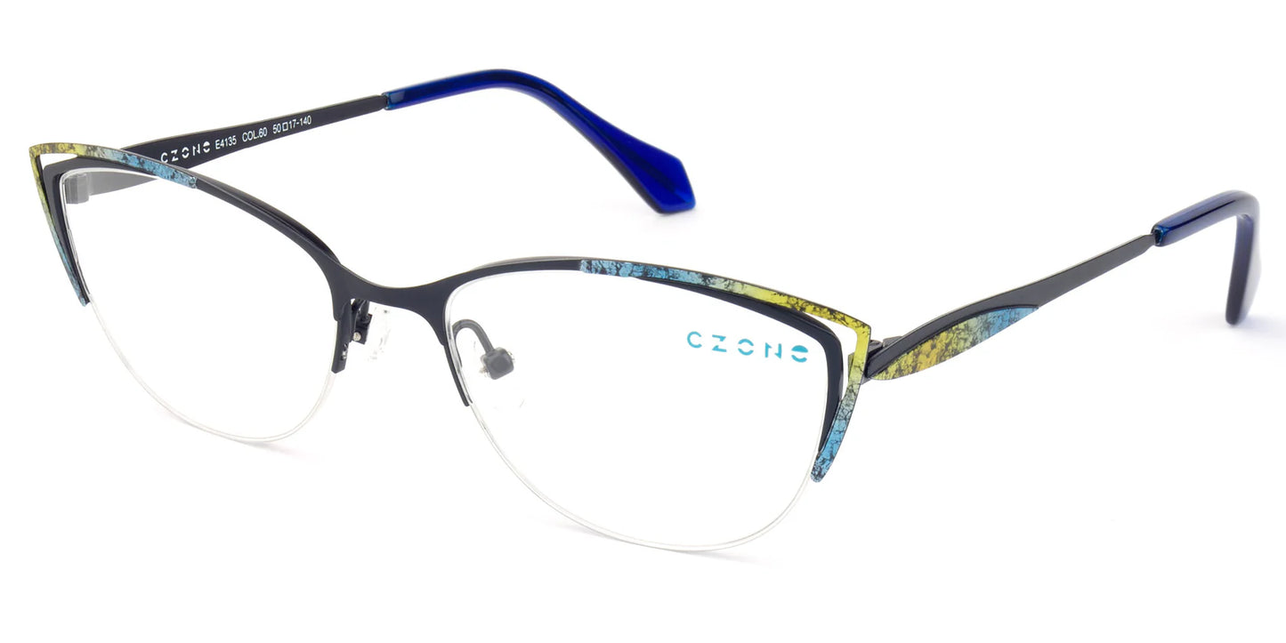 Blue Semi-Rimless Cat Eye Eyeglasses E4135