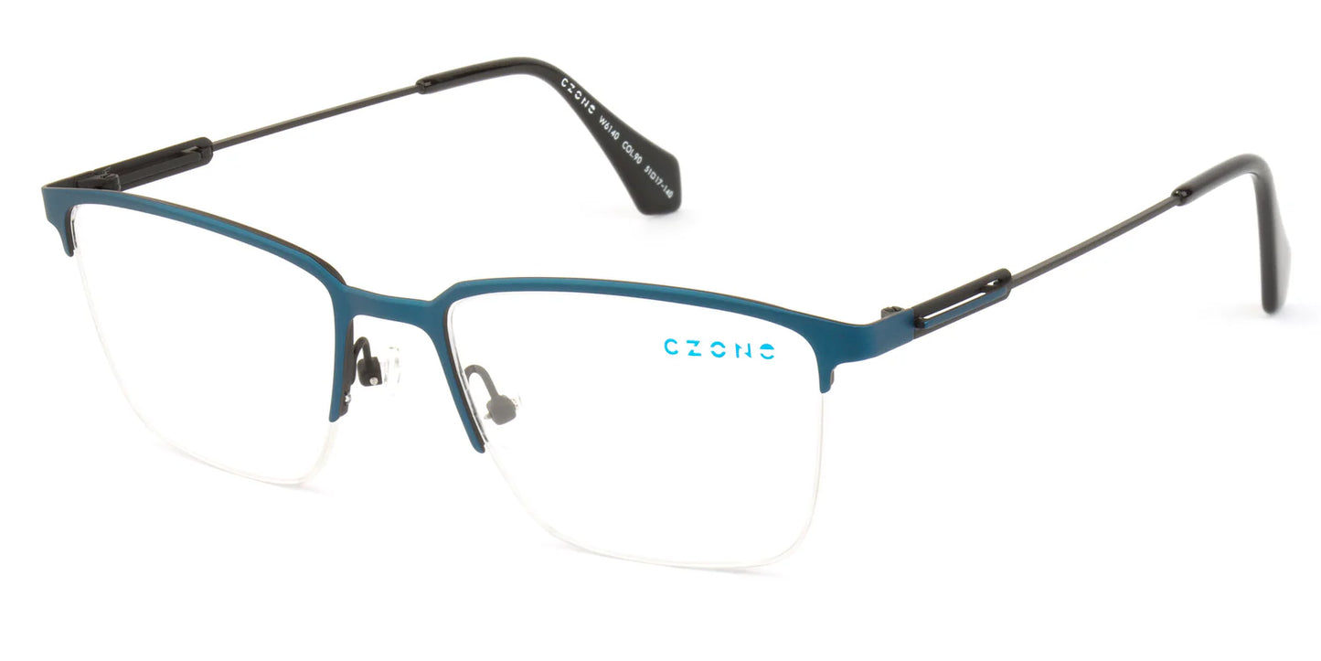 Blue Semi Rimless Square Eyeglasses W6140