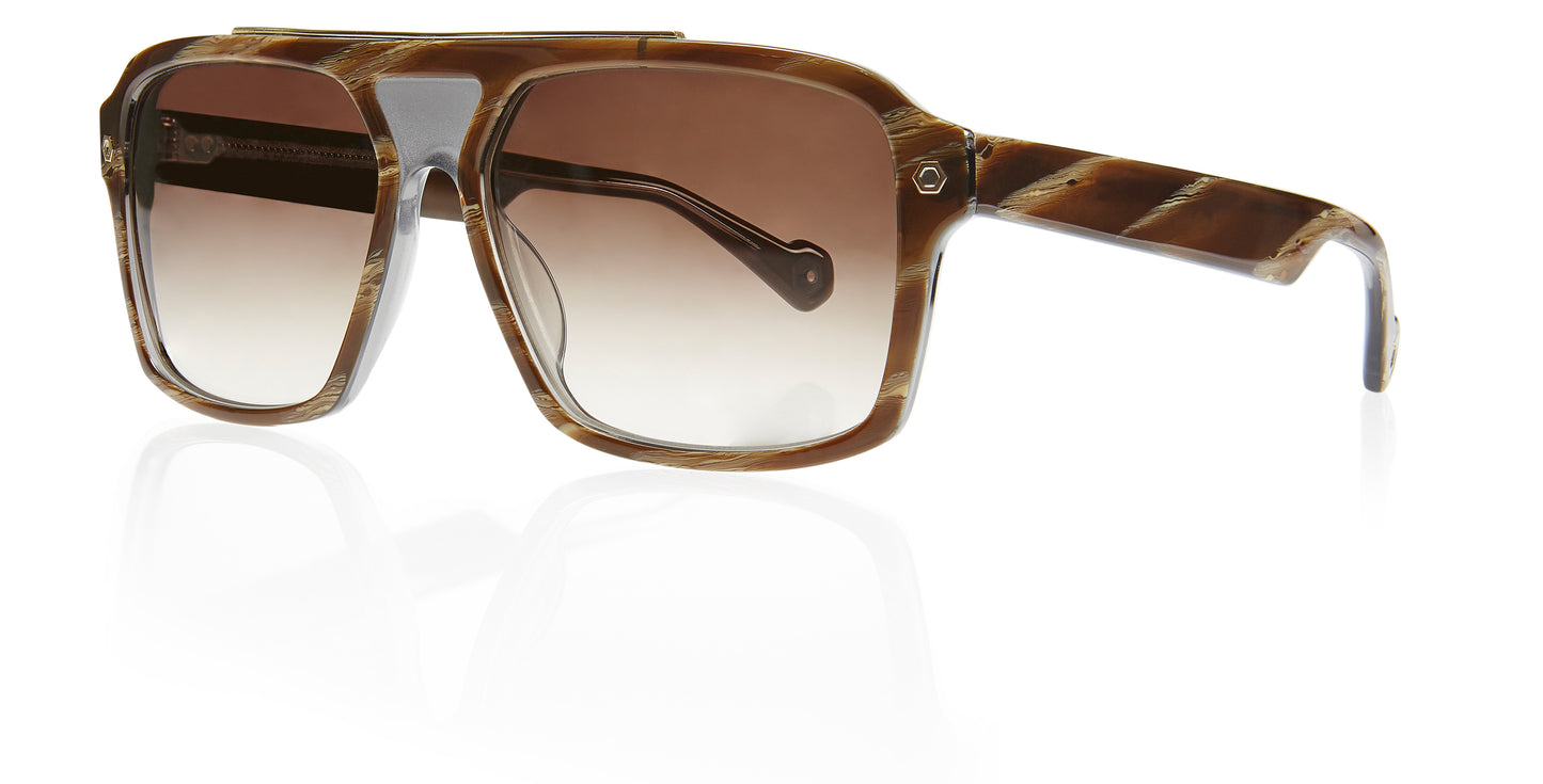 Brown Full Rim Rectangle Sunglasses Phoenix C2 KRS009