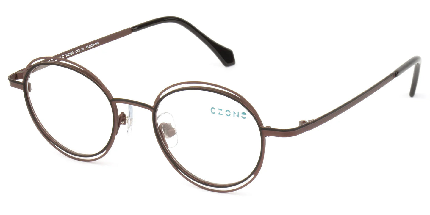 Brown Full Rim Round Eyeglasses W2260