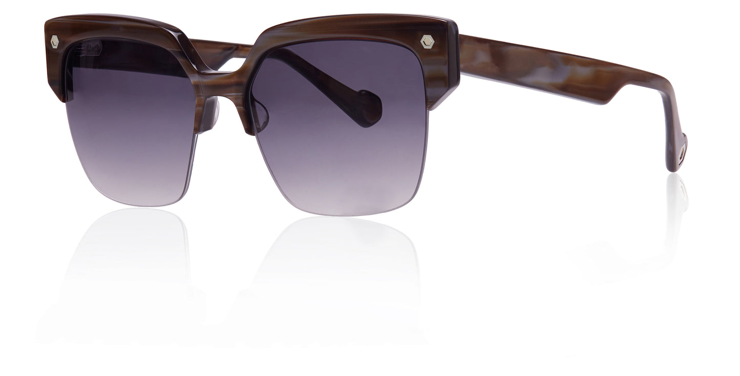 Brown Full Rim Square Sunglasses Mila C2 Slate KRS017