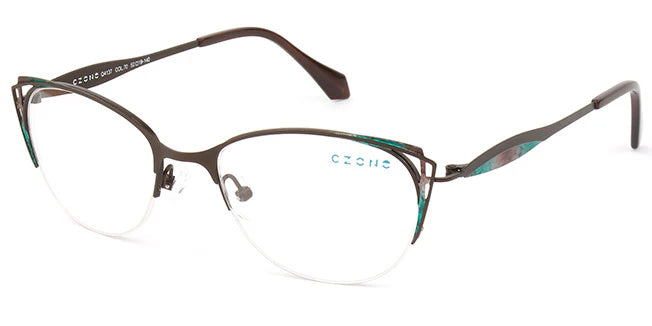 Brown Semi-Rimless Cat Eye Eyeglasses Q4137