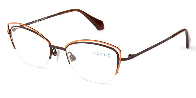 Brown Semi-Rimless Cat Eye Eyeglasses U2232