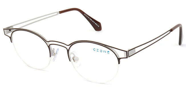 Brown Semi-Rimless Round Eyeglasses Q1209