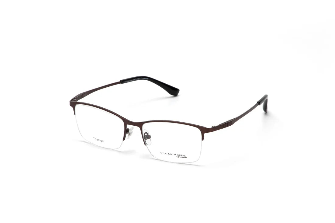 Brown Transparent Semi Rim Rectangle Eyeglasses WM50227