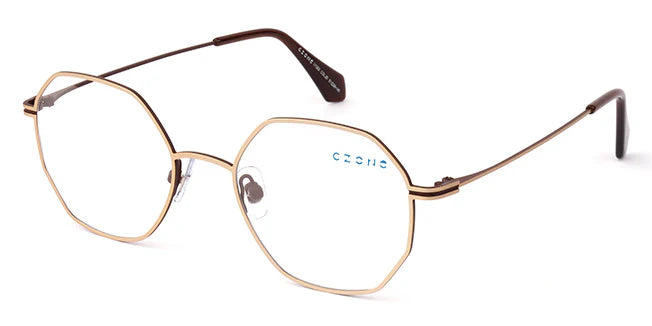 Gold Full Rim Round Eyeglasses U1202