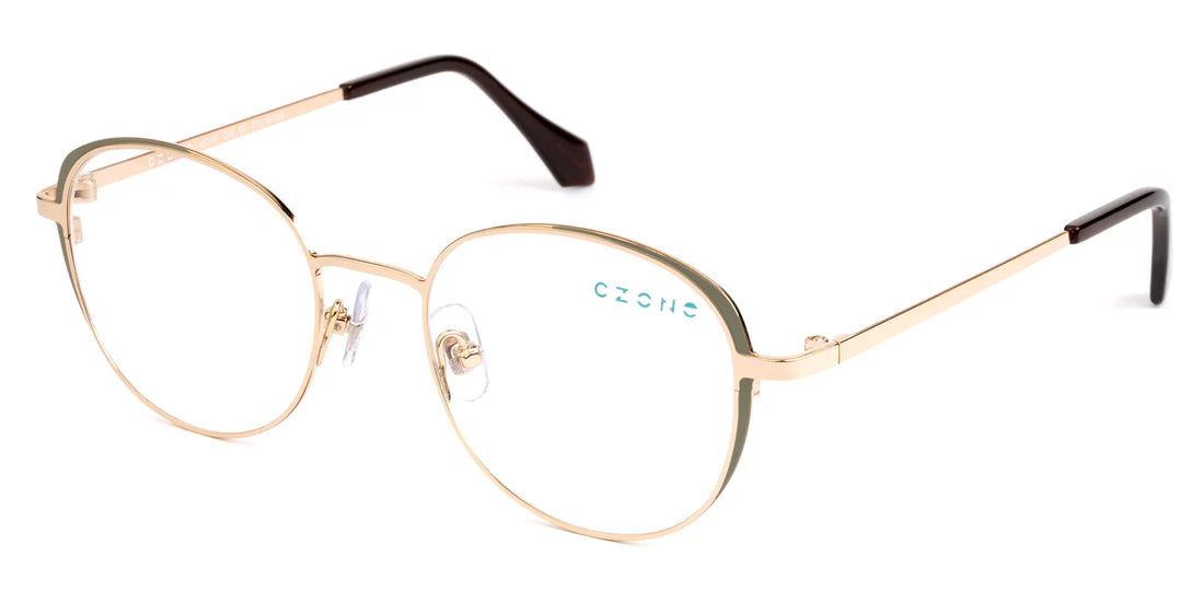 Gold Full Rim Round Eyeglasses X2276