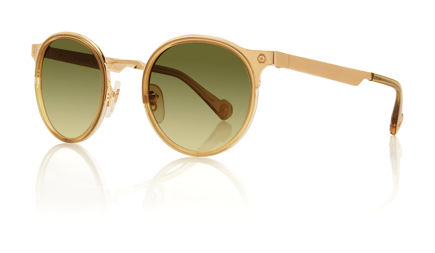 Gold Full Rim Round Sunglasses Oscar C3 Pollen KRS037