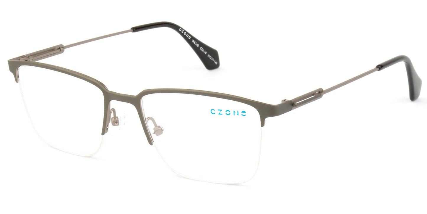 Gray Semi Rimless Square Eyeglasses W6140