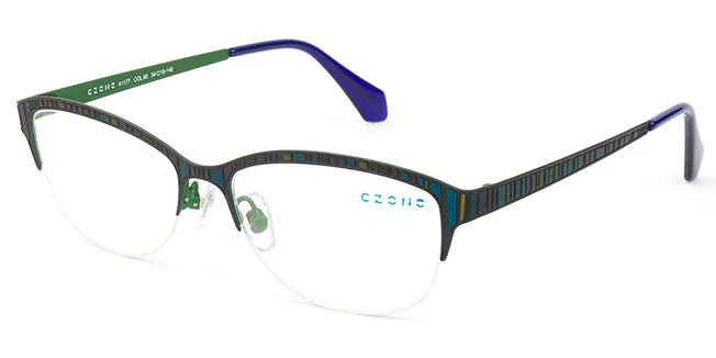 Green Semi-Rimless Oval Eyeglasses A1177