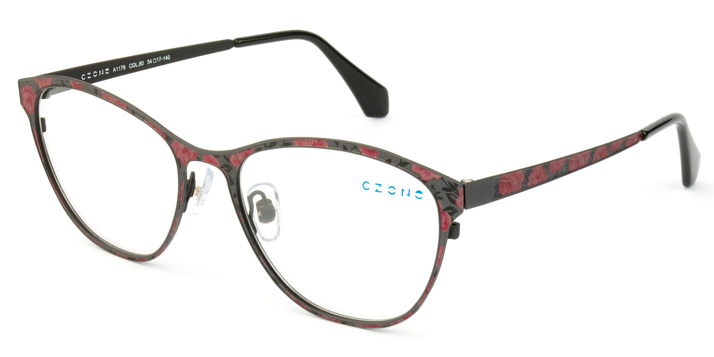 C-Zone Red Full Rim Oval Eyeglasses A1179