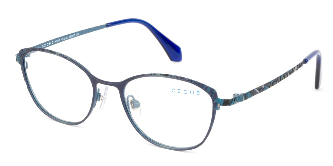 Navy Blue Full Rim Modified Oval Eyeglasses X1217