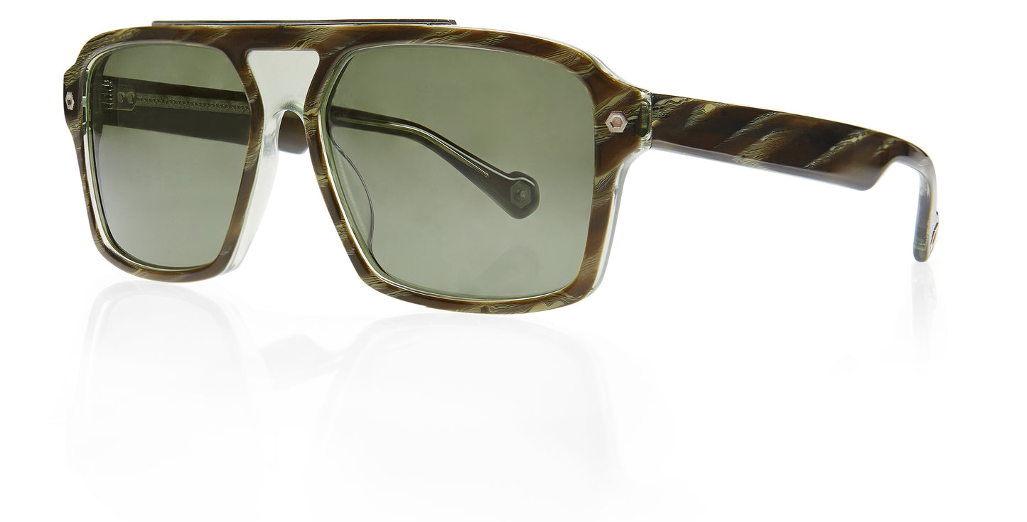 Olive Full Rim Rectangle Sunglasses Phoenix C3 KRS009