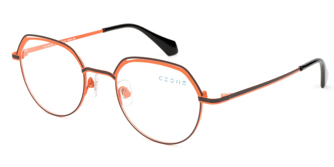 Orange Full Rim Round Eyeglasses J2302