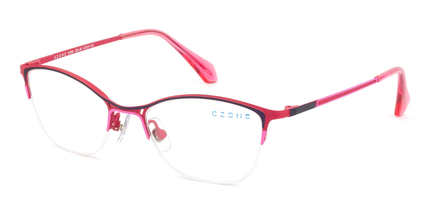 Pink Semi Rimless Cat Eye Eyeglasses X2268