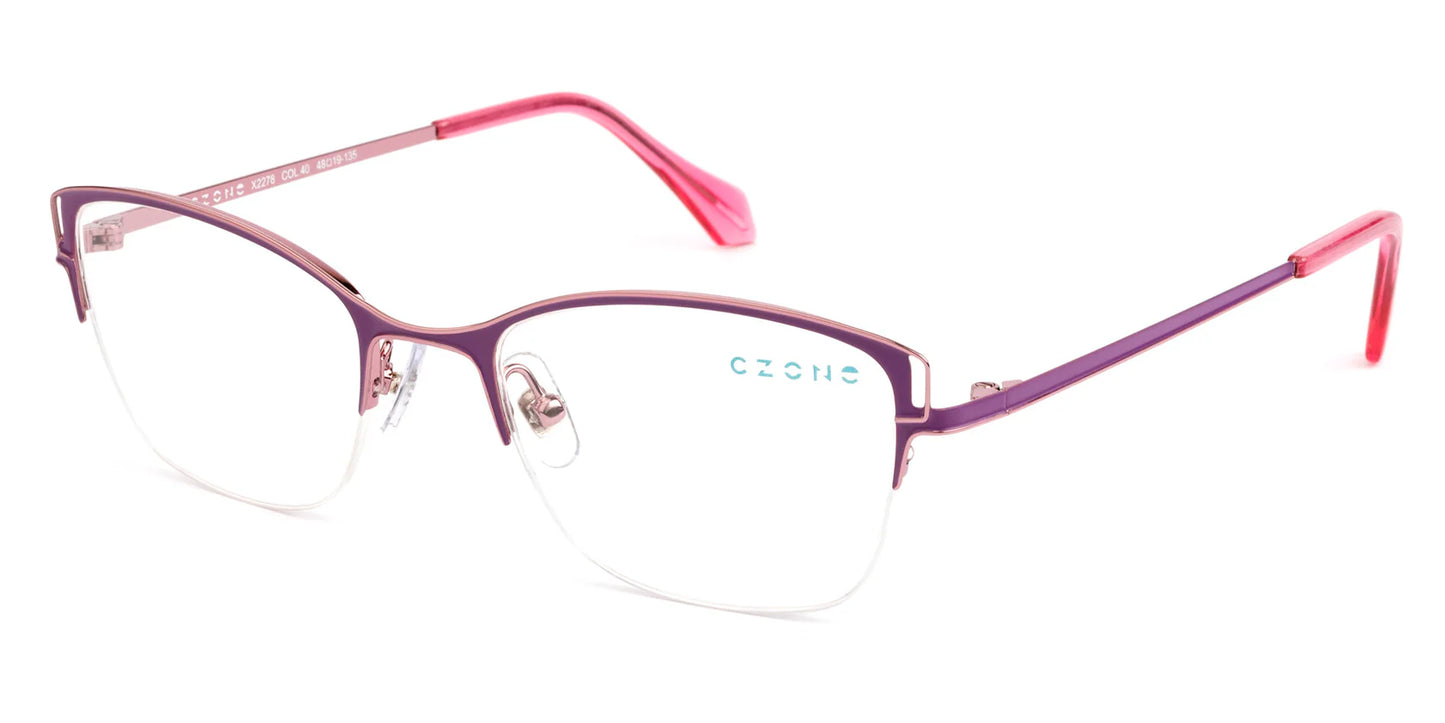Purple Semi Rimless Cat Eye Eyeglasses X2278