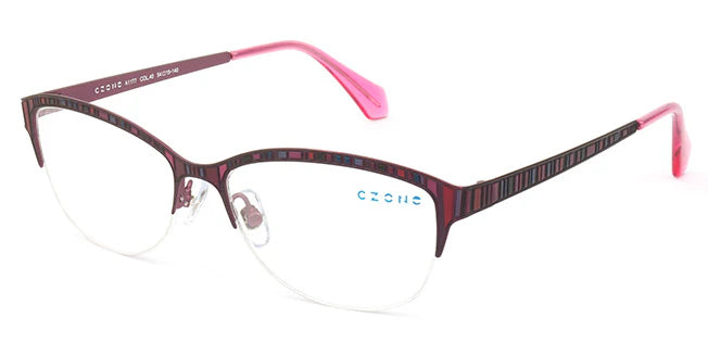 Purple Semi-Rimless Oval Eyeglasses A1177