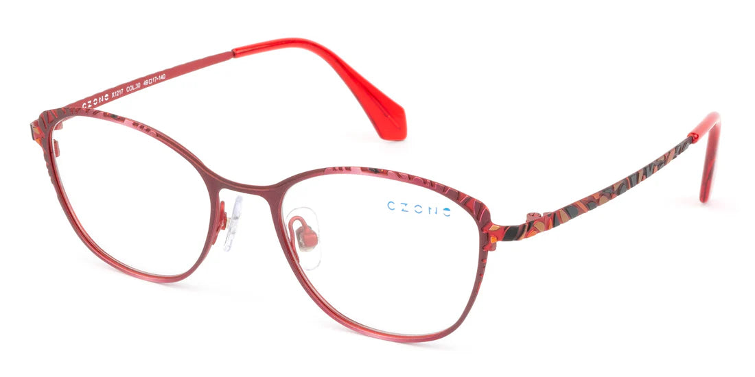 Red Full Rim Modified Oval Eyeglasses X1217