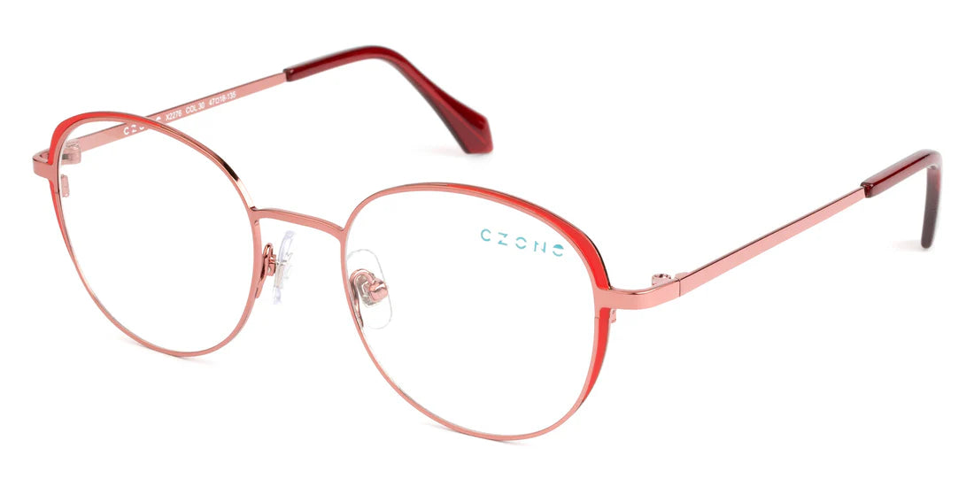 Red Full Rim Round Eyeglasses X2276