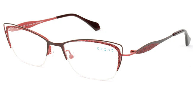 Red Semi-Rimless Cat Eye Eyeglasses A4133
