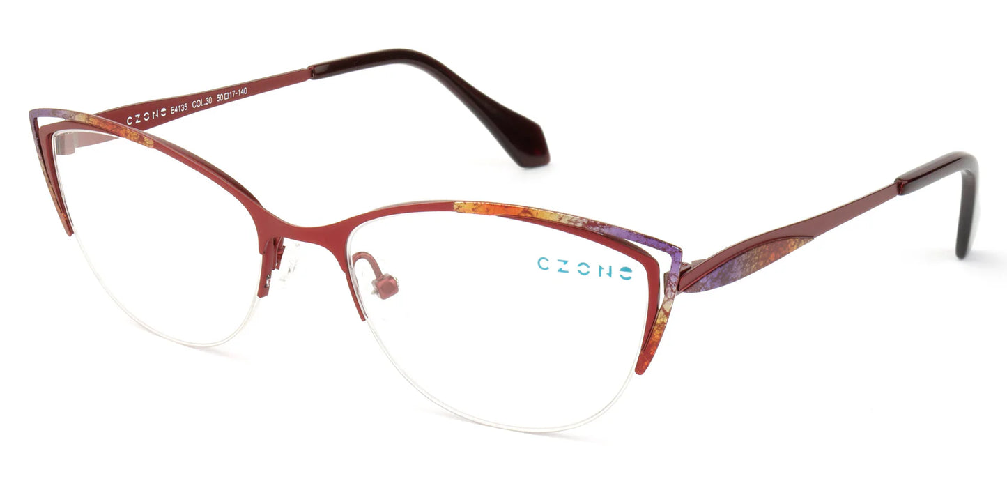 Red Semi-Rimless Cat Eye Eyeglasses E4135