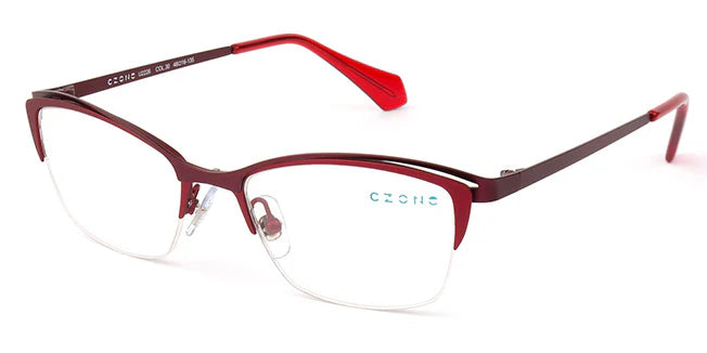 Red Semi-Rimless Cat Eye Eyeglasses U2226