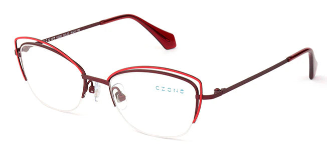 Red Semi-Rimless Cat Eye Eyeglasses U2232