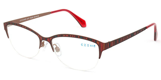 Red Semi-Rimless Oval Eyeglasses A1177
