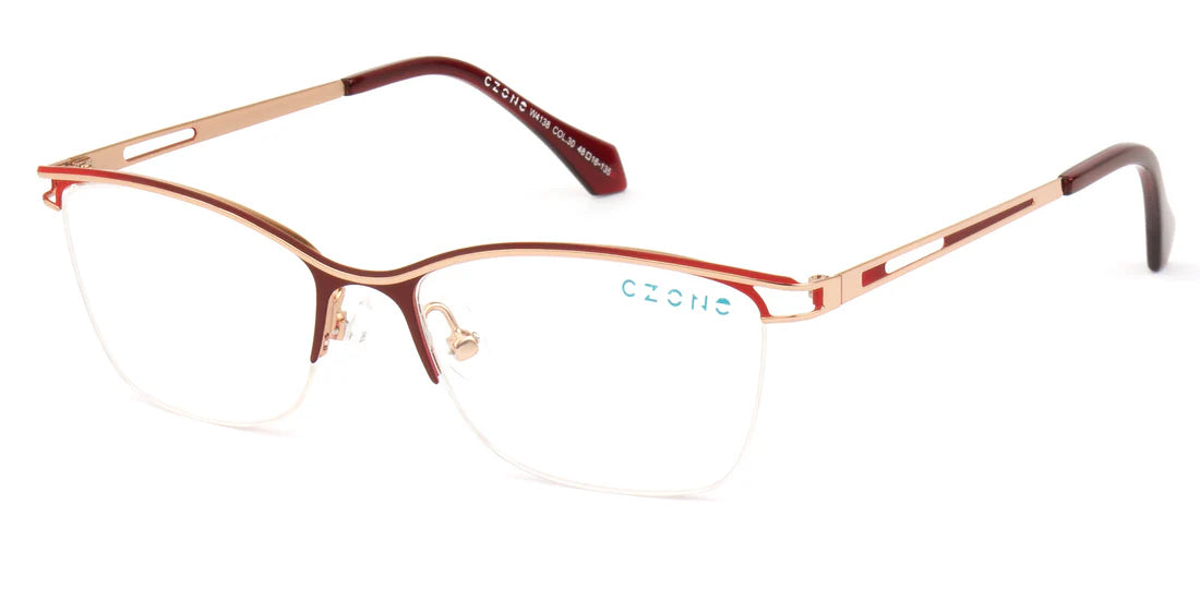 Red Semi Rimless Rectangle Eyeglasses W4138