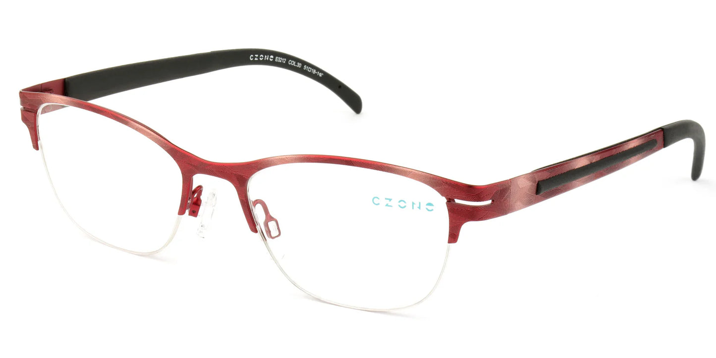 Red Semi-Rimless Square Eyeglasses E3212