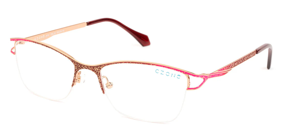 Red Semi-Rimless Square Eyeglasses J4141