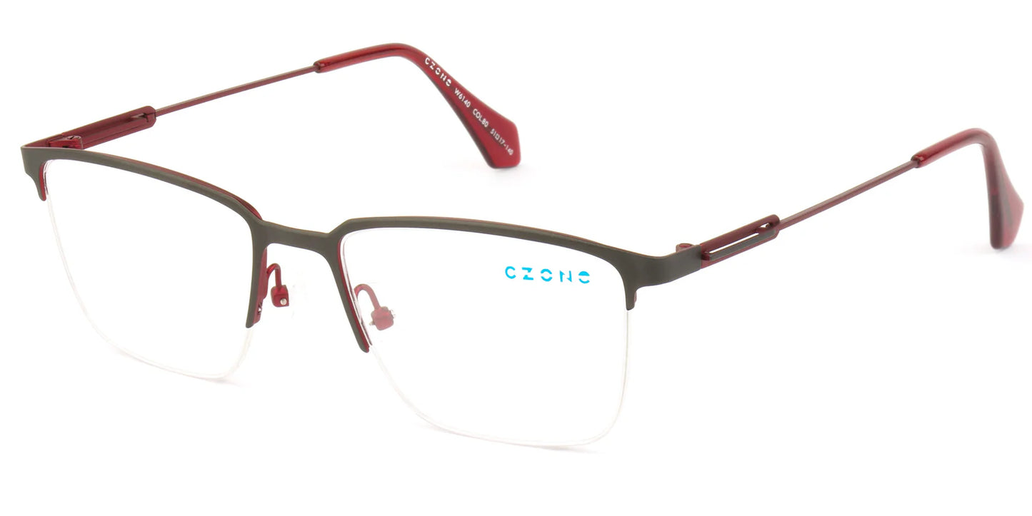 Red Semi Rimless Square Eyeglasses W6140
