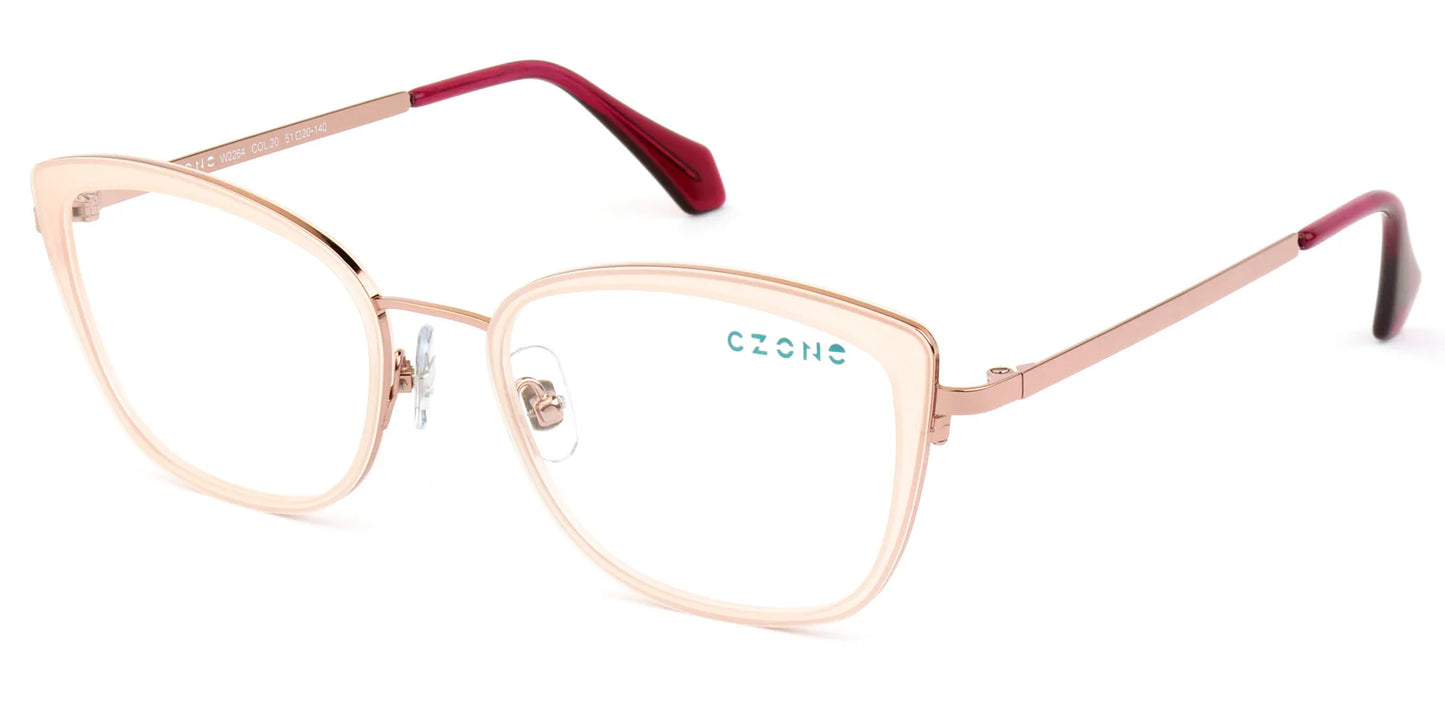 Rose Gold Full Rim Cat Eye Eyeglasses W2264