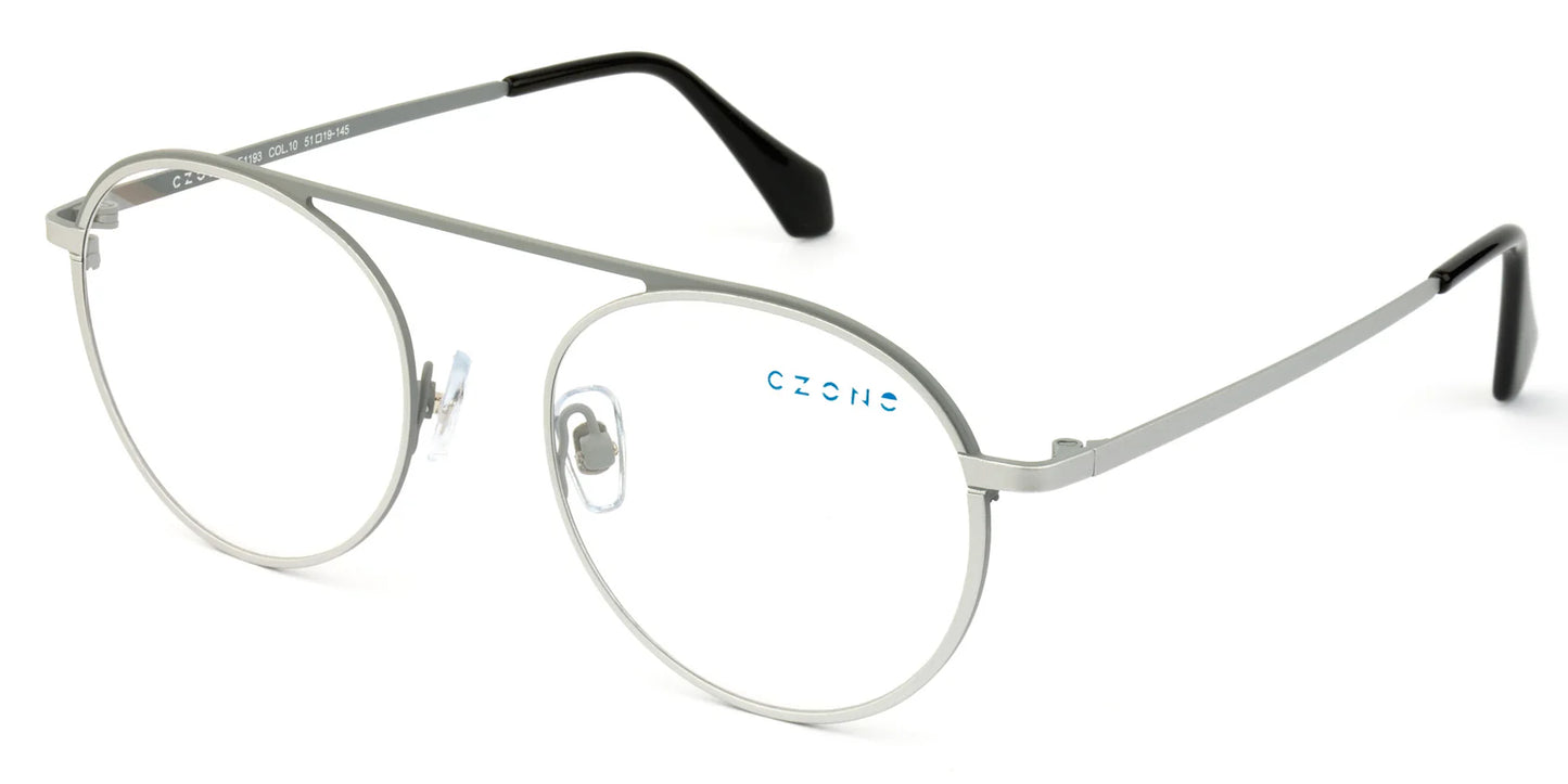 Silver Full Rim Round Eyeglasses E1193