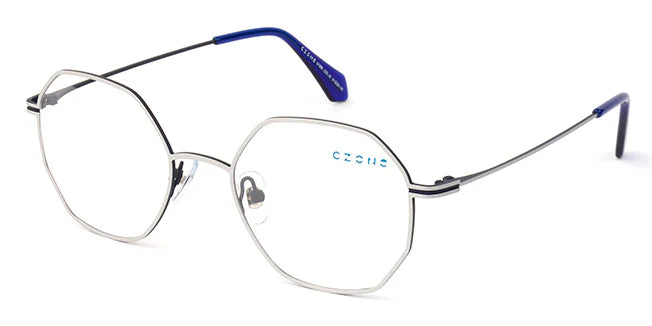 Silver Full Rim Round Eyeglasses U1202