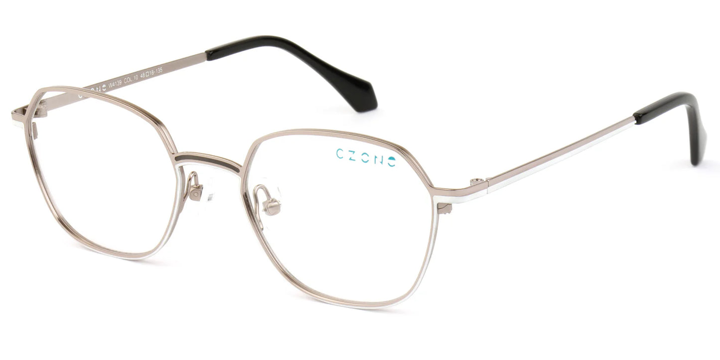 White Full Rim Round Eyeglasses W4139