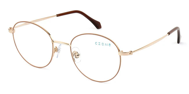 Beige Full Rim Round Eyeglasses Q2234