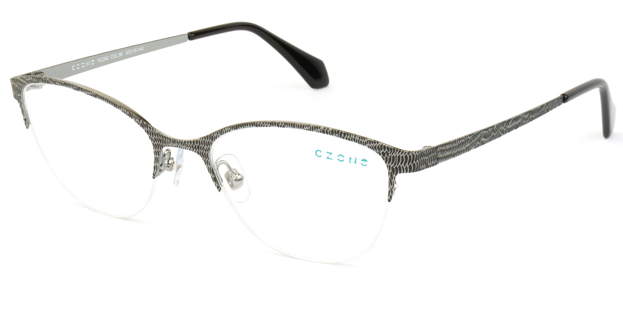 C-Zone Semi Rimless Modified Oval W2262 Eyeglasses