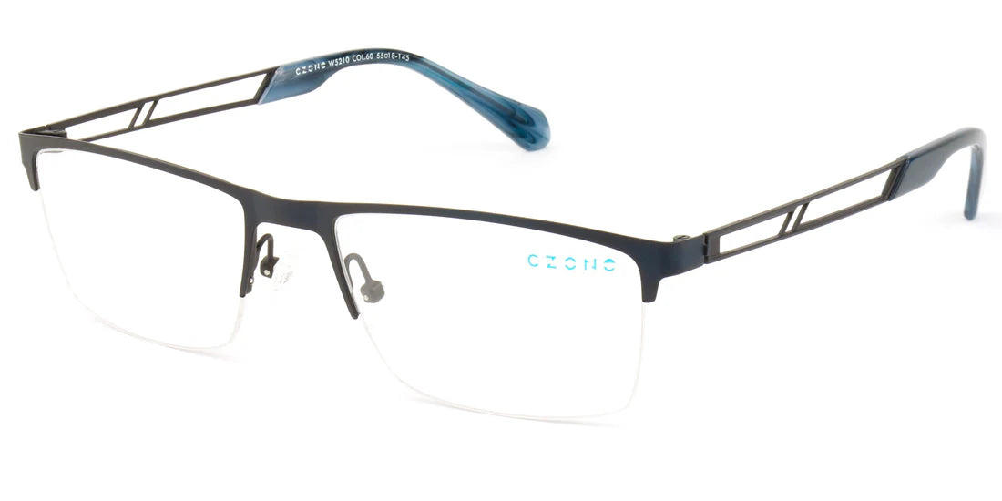 Blue Semi Rimless Rectangle Eyeglasses W5210 