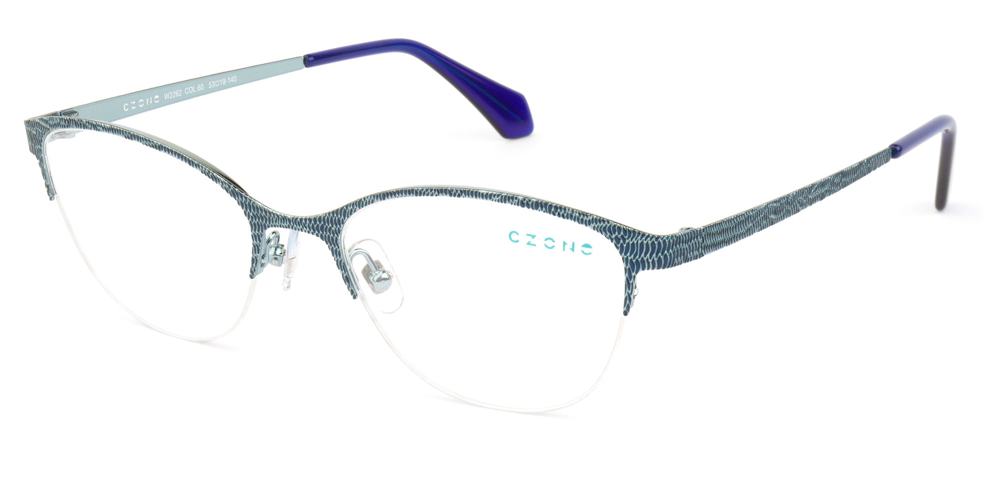 C-Zone Semi Rimless Modified Oval W2262 Eyeglasses